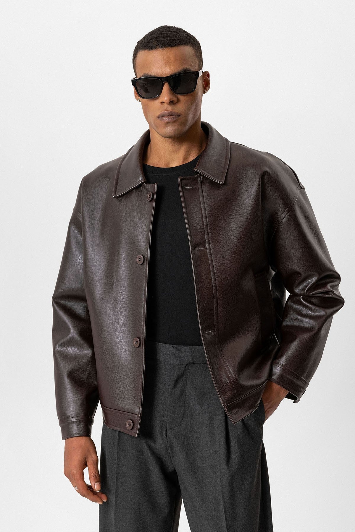 Antioch Oversized Faux Leather Men's Jacket