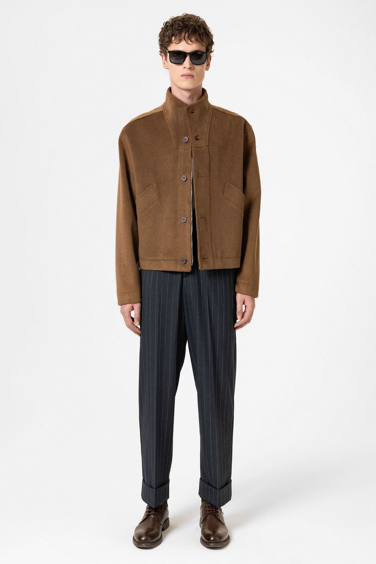 Men's Wool-Blend Stand-Up Collar Coat