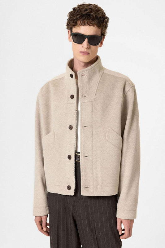 Men's Wool-Blend Stand-Up Collar Coat