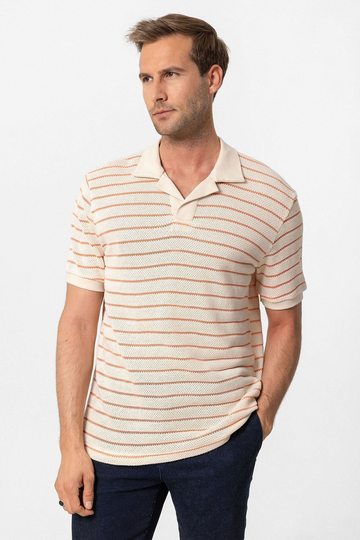 Antioch Apache Collar Striped Knit Men's T-Shirt