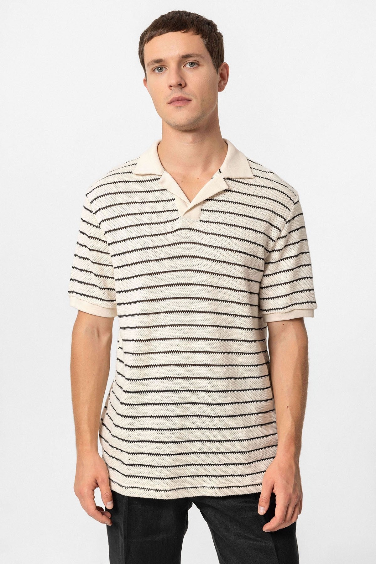 Antioch Apache Collar Striped Knit Men's T-Shirt