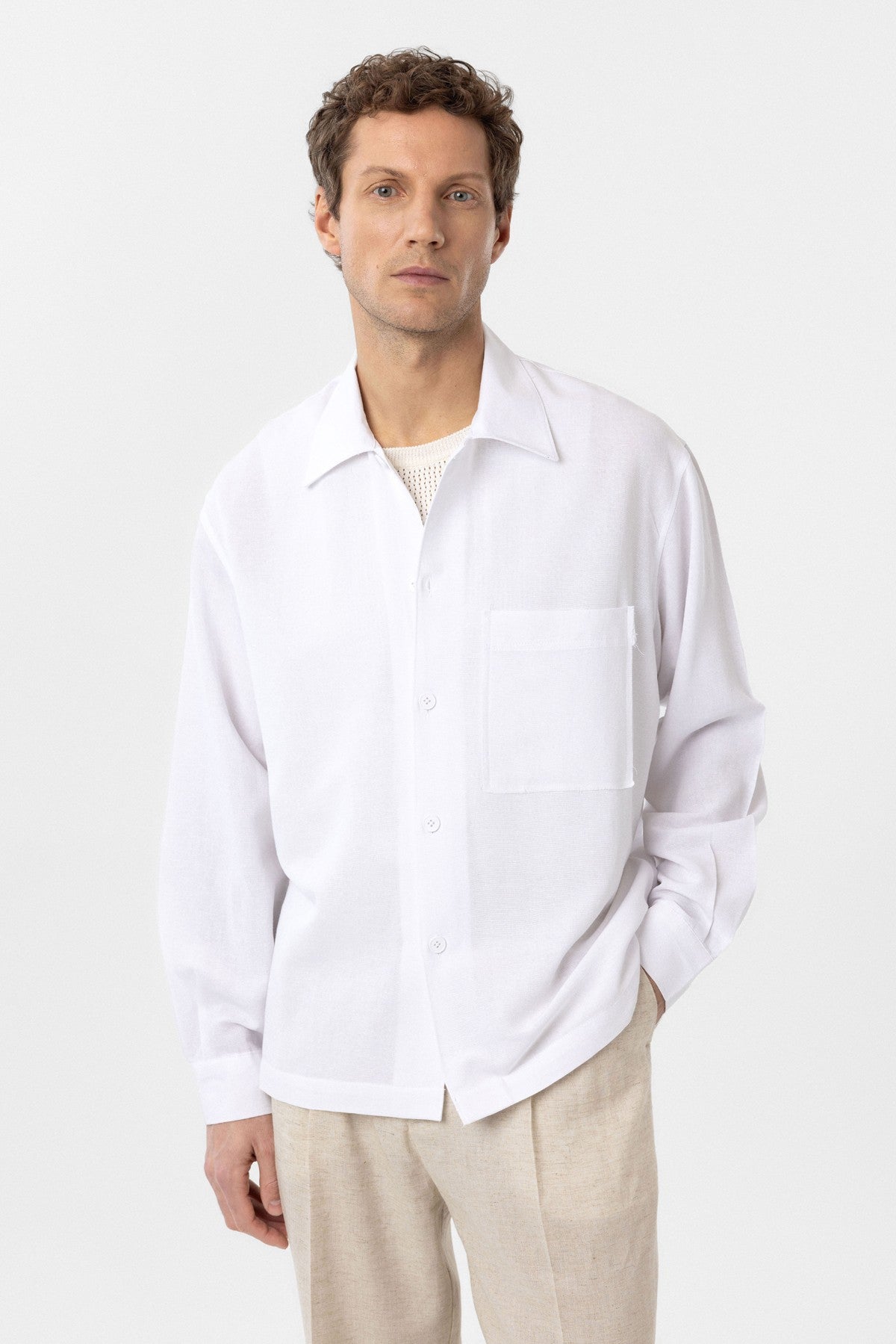 Men's Relaxed-Fit Shirt with Linen Blend