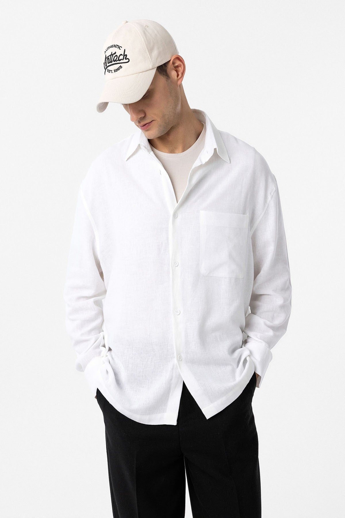 Men's Relaxed-Fit Shirt with Linen Blend