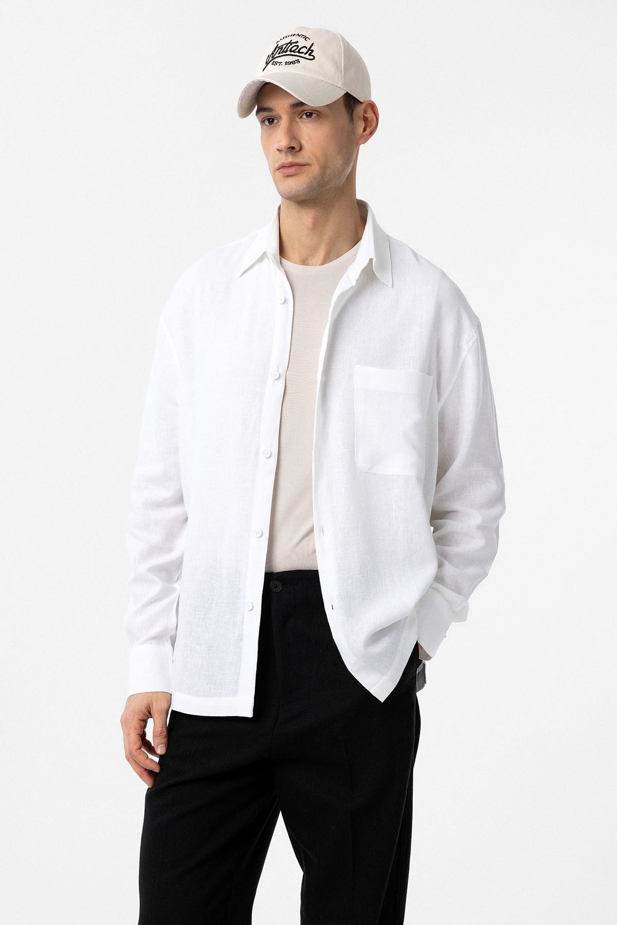 Men's Relaxed-Fit Shirt with Linen Blend