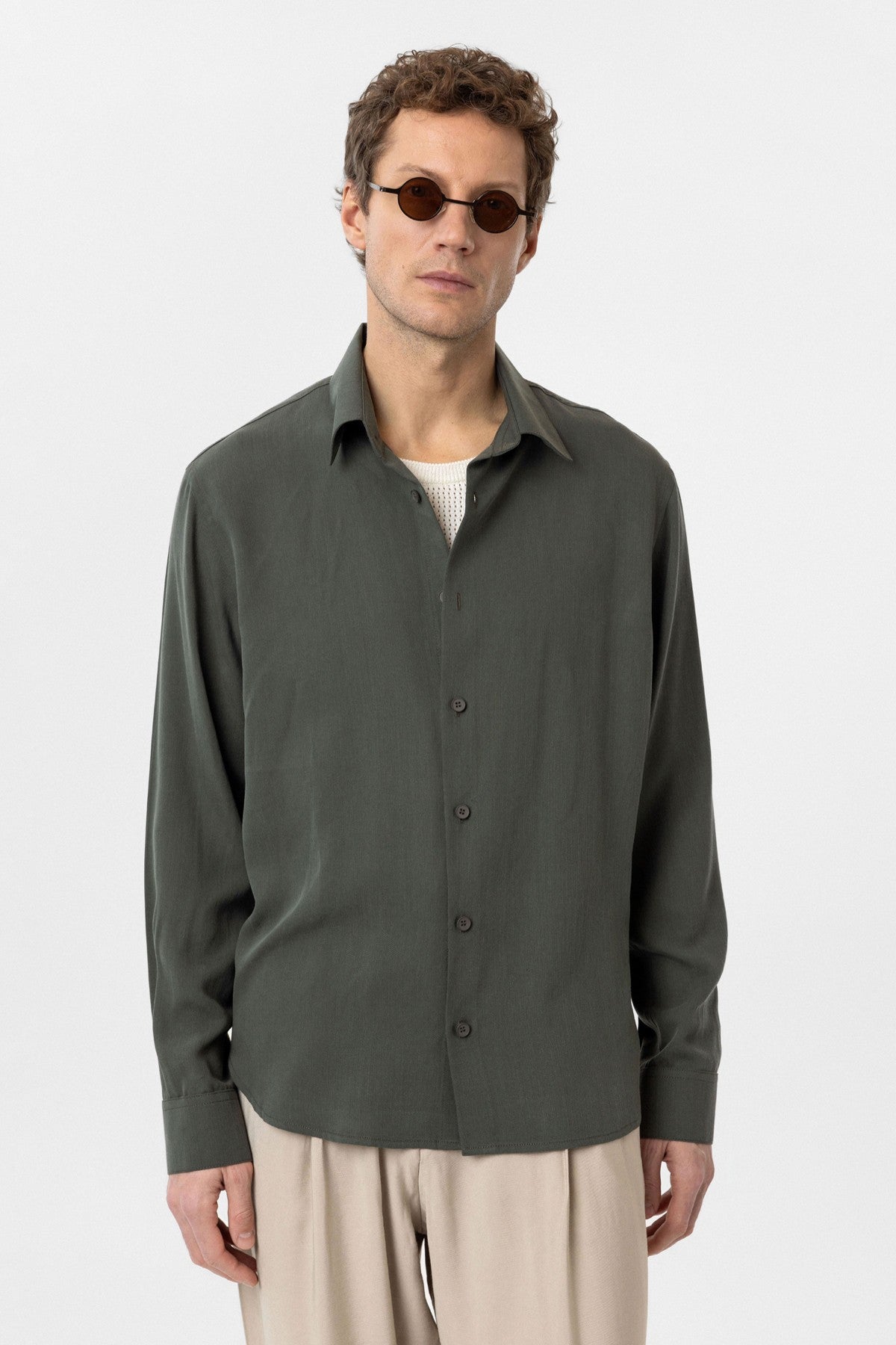 Relax Fit Lyocell Fabric Men's Shirt