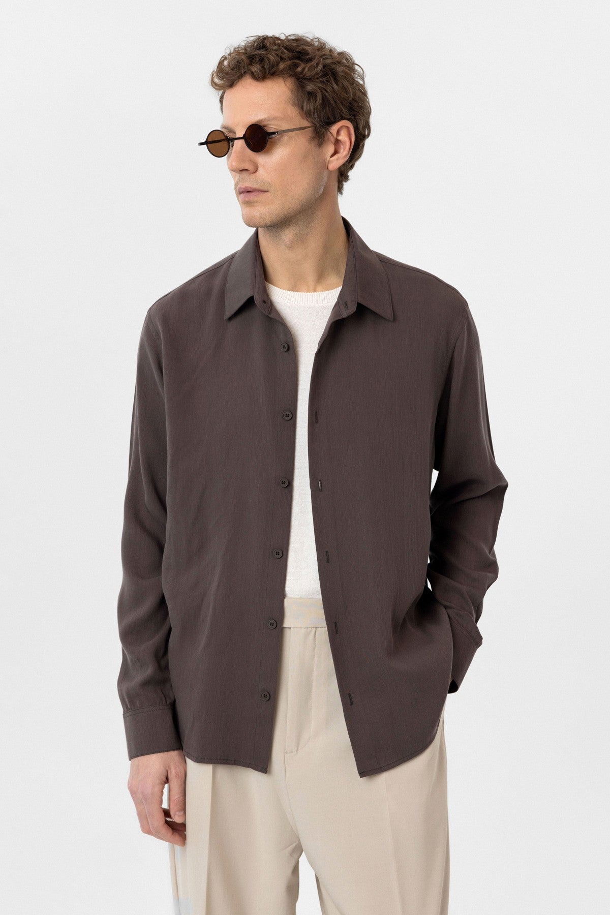 Relax Fit Lyocell Fabric Men's Shirt