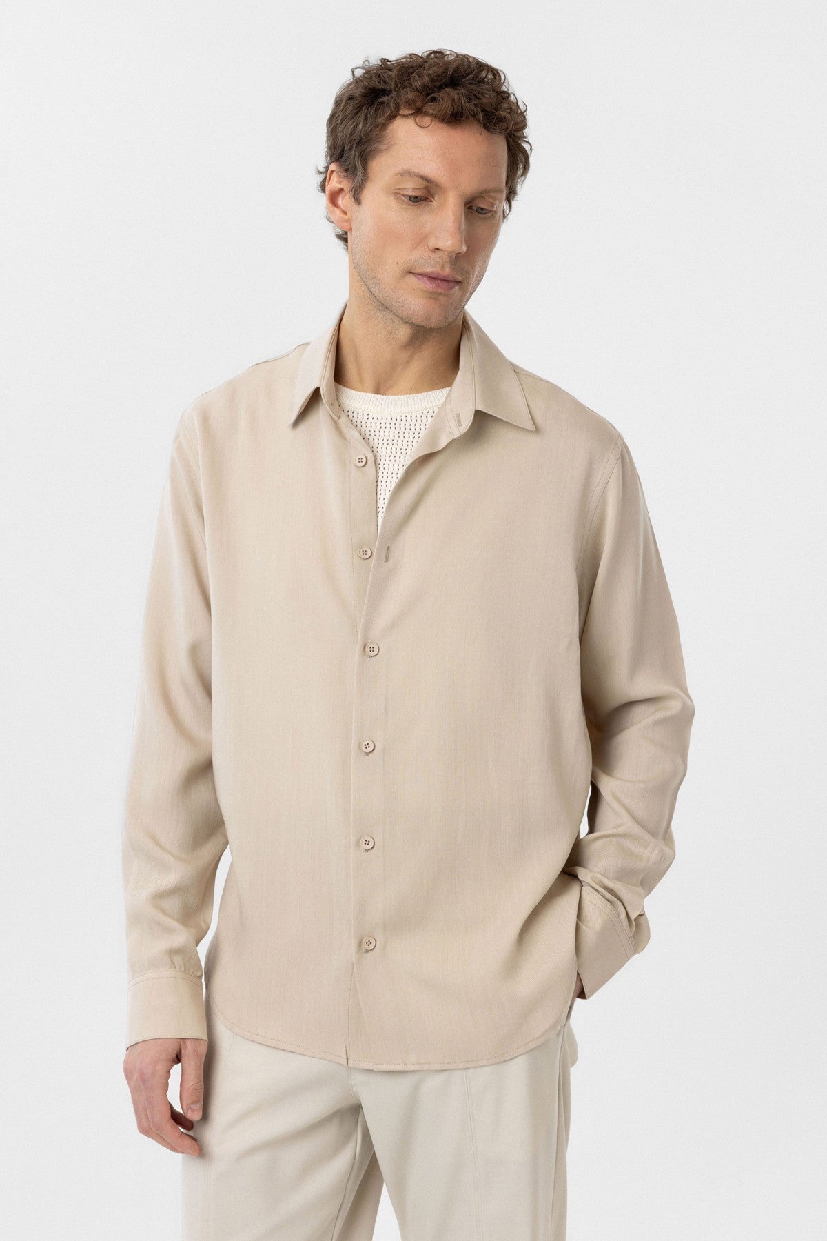 Relax Fit Lyocell Fabric Men's Shirt