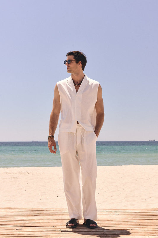 Antioch Linen-Blend Sleeveless Men's Shirt