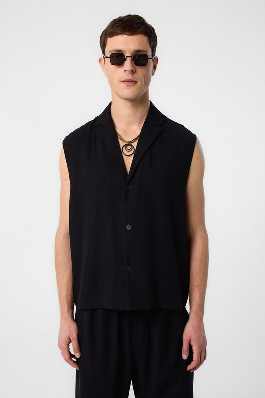 Antioch Linen-Blend Sleeveless Men's Shirt