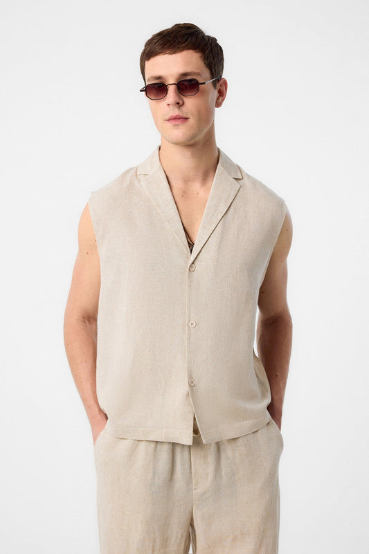 Antioch Linen-Blend Sleeveless Men's Shirt
