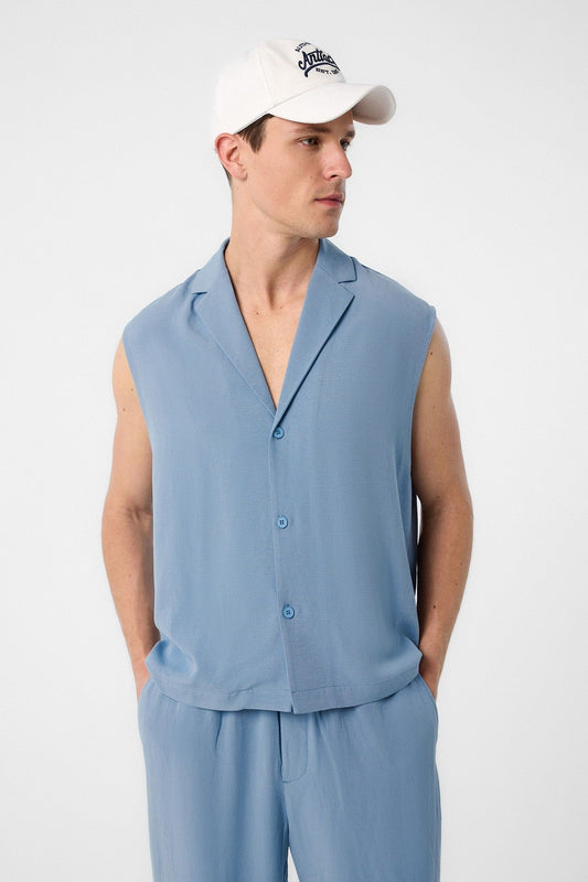 Antioch Linen-Blend Sleeveless Men's Shirt