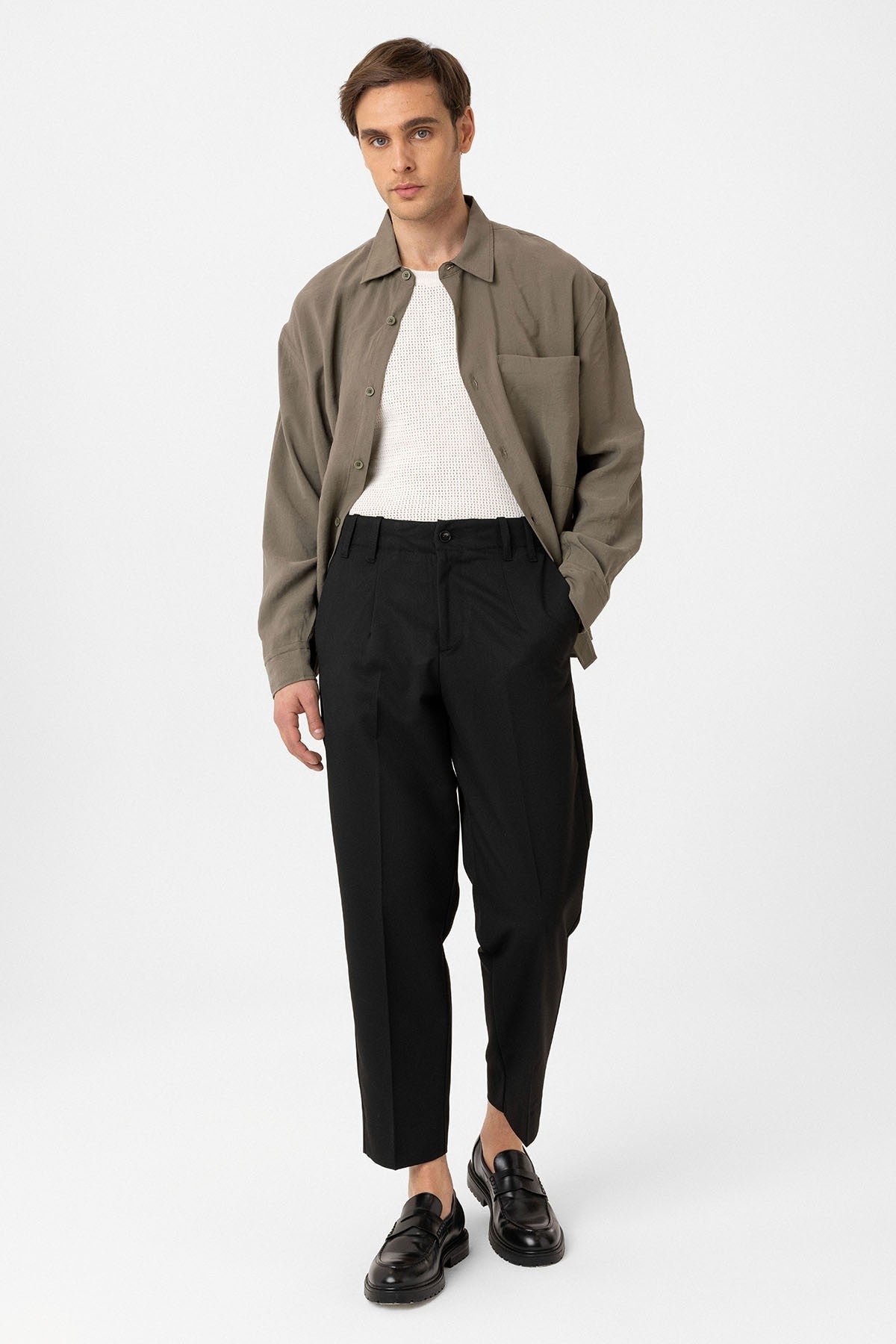 High-Waisted Straight-Fit Men's Pants