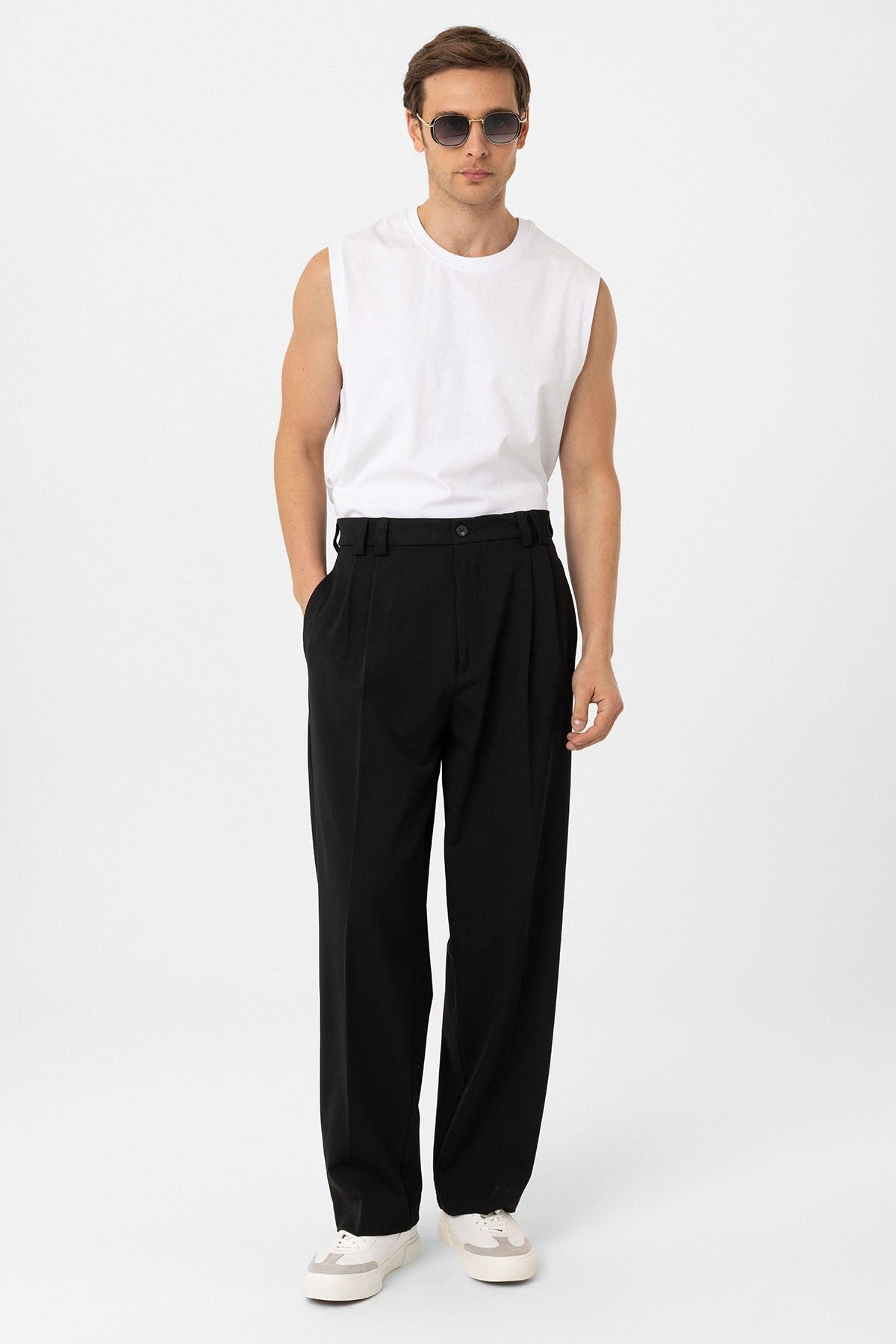 Antioch Yüksel Bel Relax Fit Pleated Men's Pants