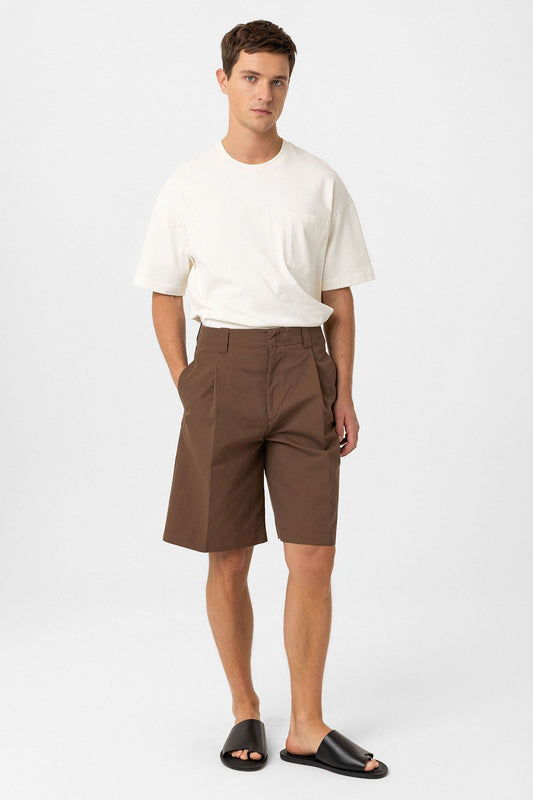 Antioch High-Waisted Pleated Relaxed Bermuda Shorts for Men