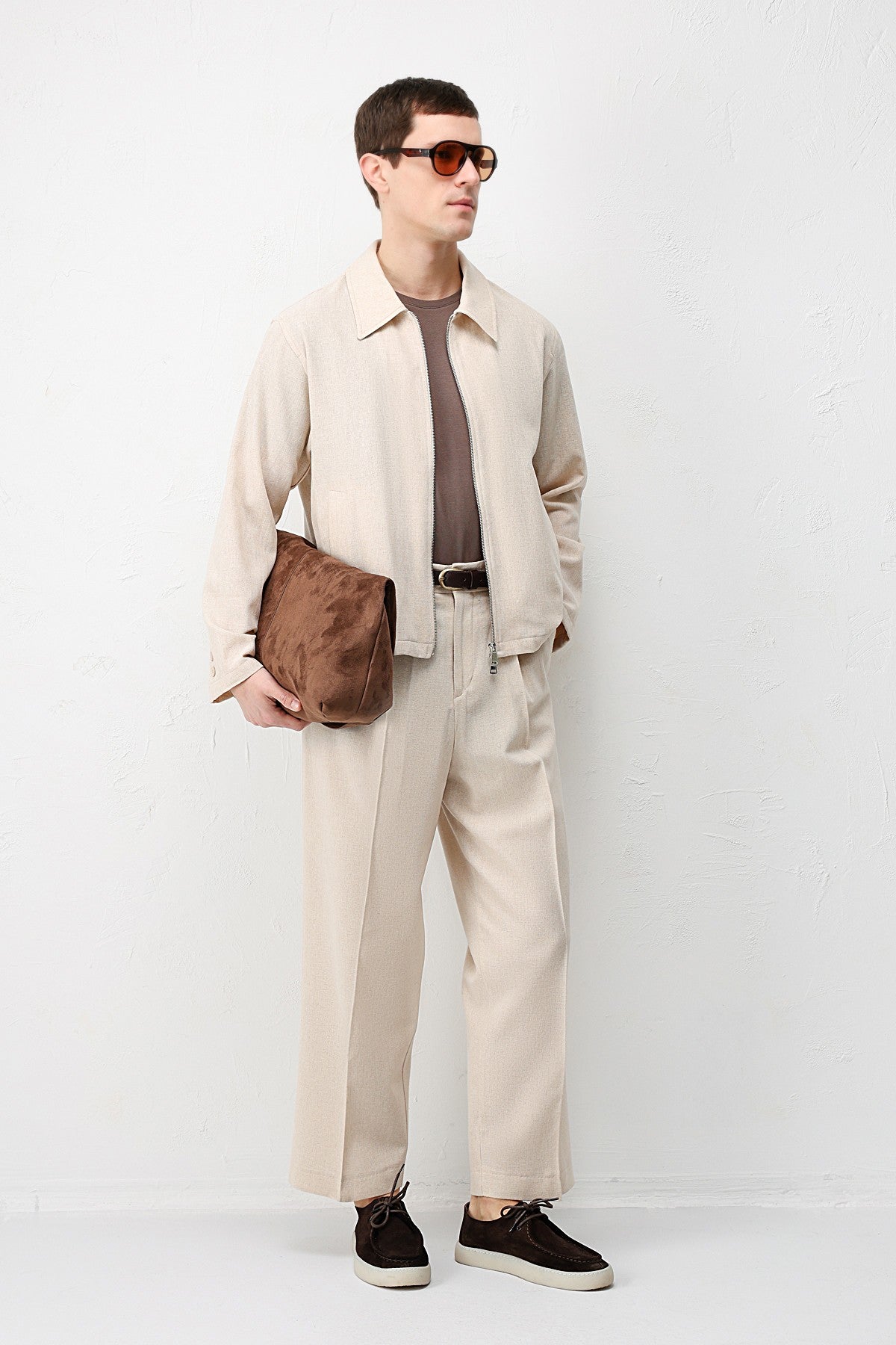 High-Waisted Pleated Relaxed-Fit Men's Pants