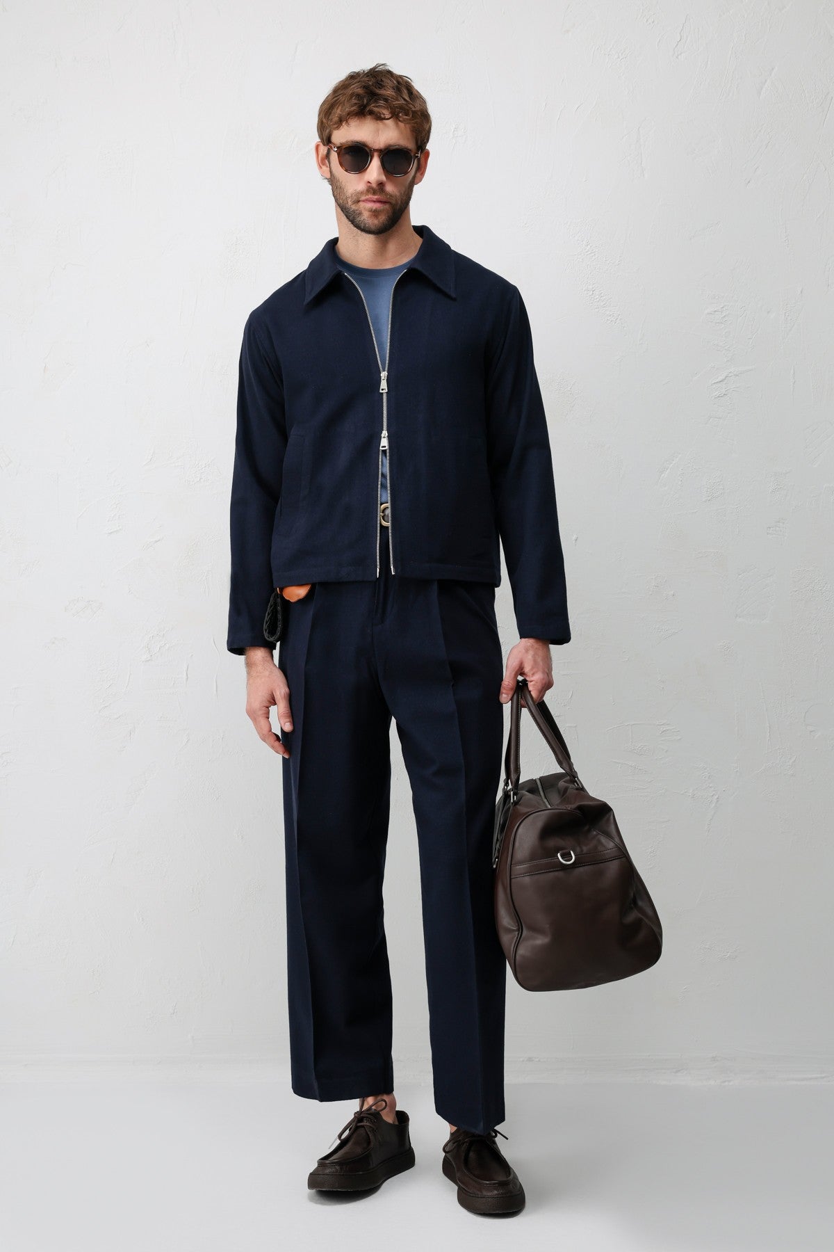 High-Waisted Pleated Relaxed-Fit Men's Pants