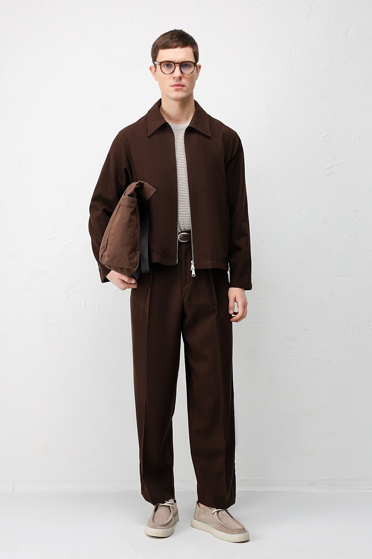 High-Waisted Pleated Relaxed-Fit Men's Pants