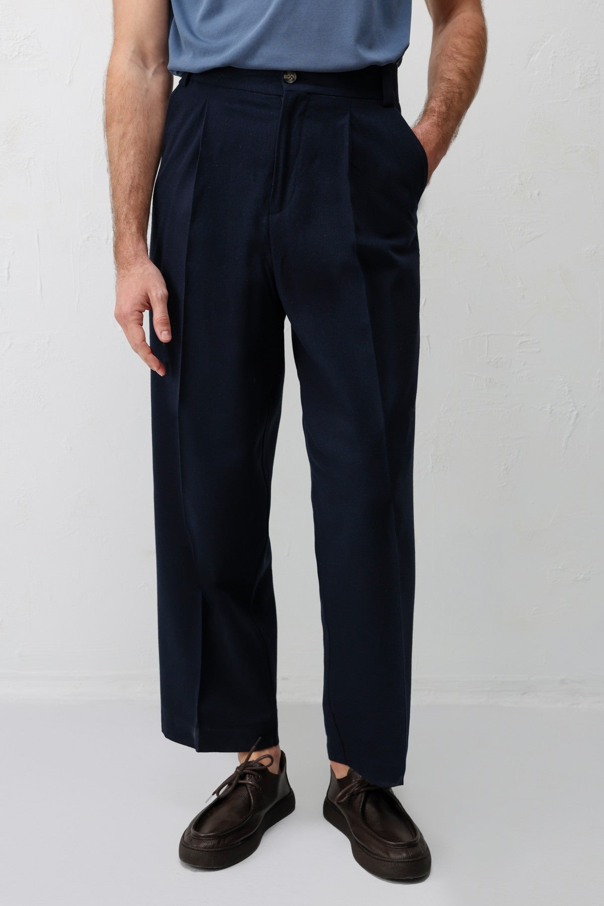 High-Waisted Pleated Relaxed-Fit Men's Pants