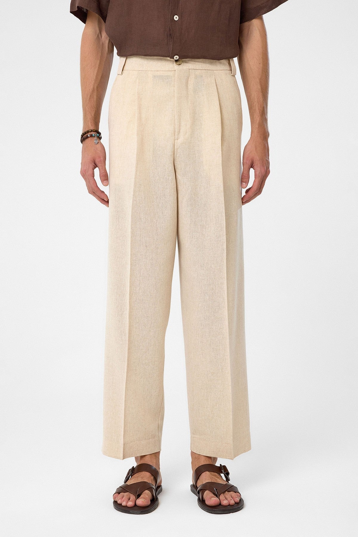 High-Waisted Pleated Relaxed-Fit Men's Pants