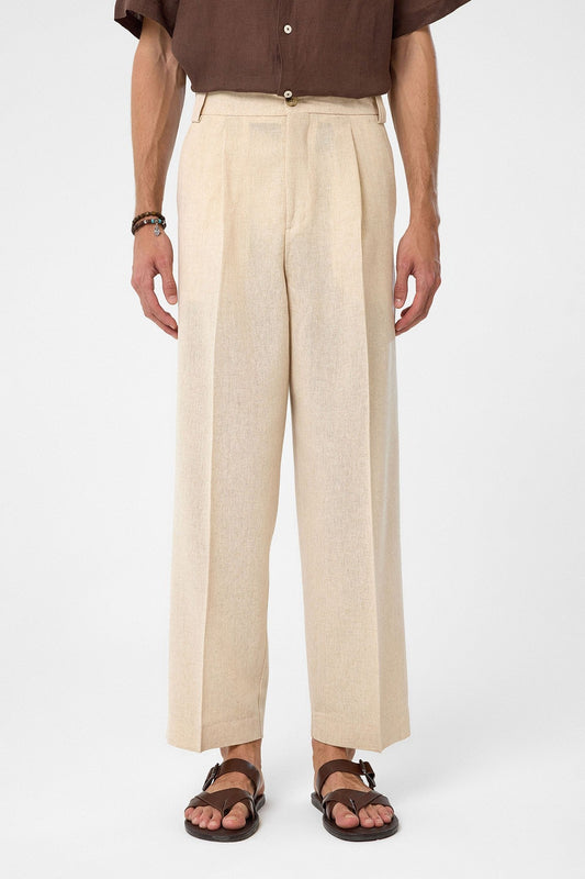 High-Waisted Pleated Relaxed-Fit Men's Pants