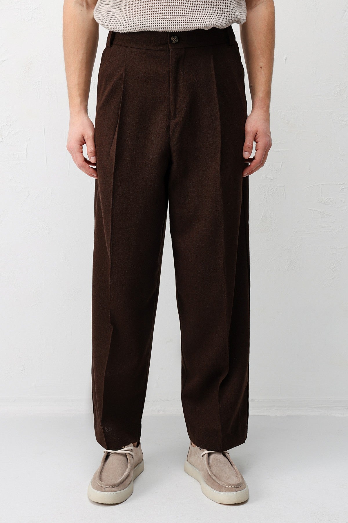 High-Waisted Pleated Relaxed-Fit Men's Pants