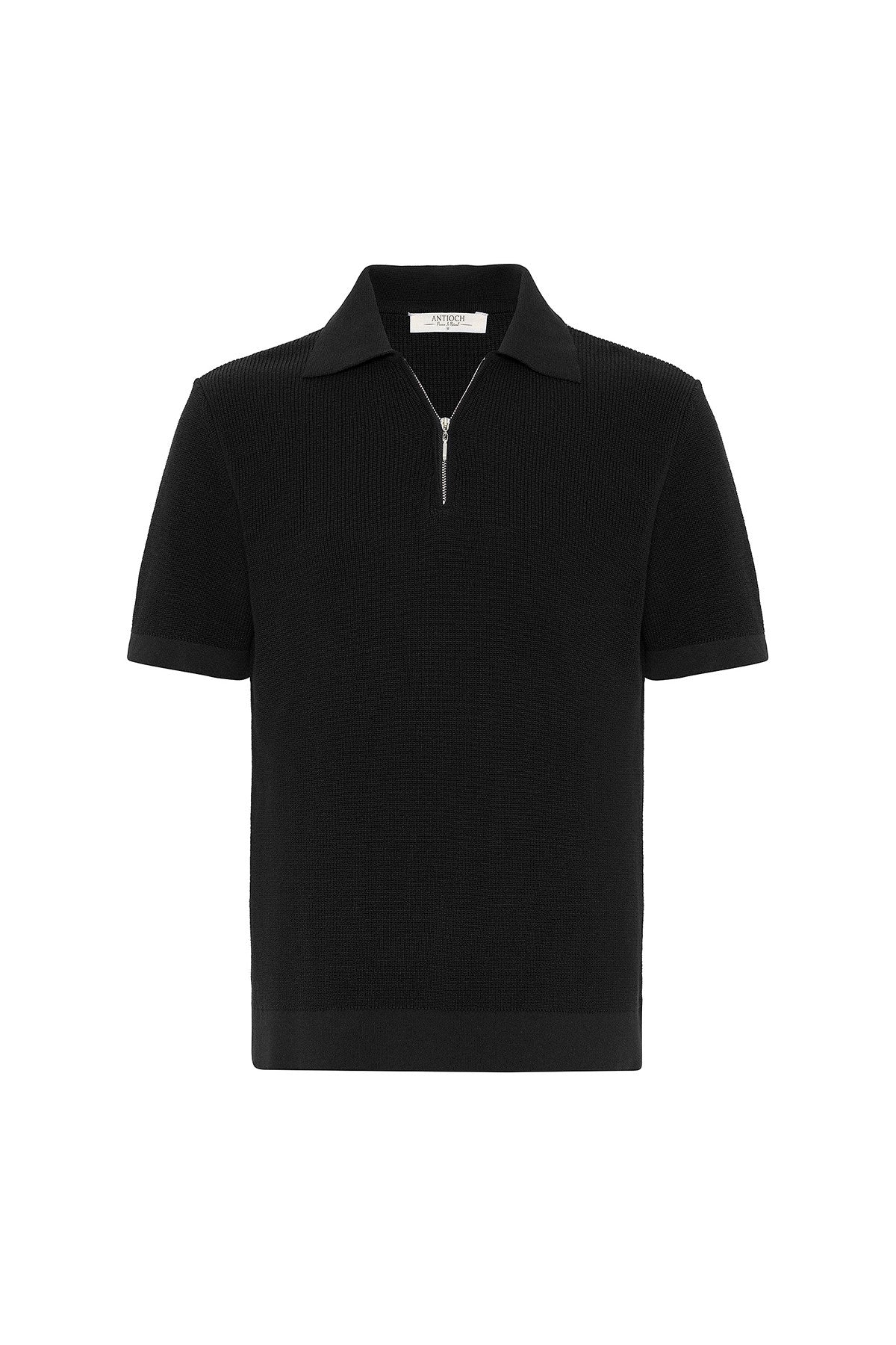 Antioch Zippered Knit Men's Polo-Neck Sweater T-Shirt