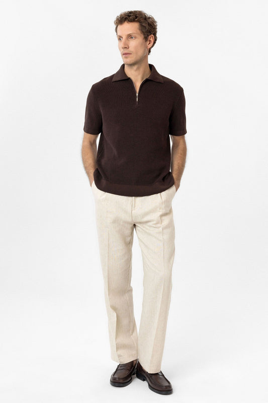 Antioch Zippered Knit Men's Polo-Neck Sweater T-Shirt