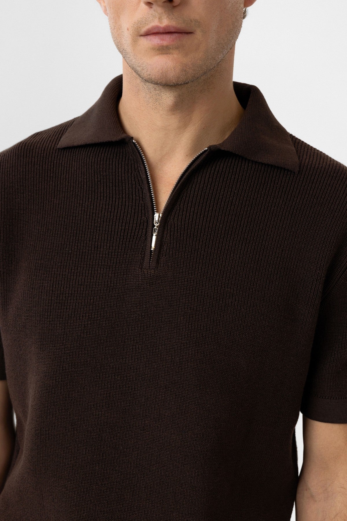 Antioch Zippered Knit Men's Polo-Neck Sweater T-Shirt