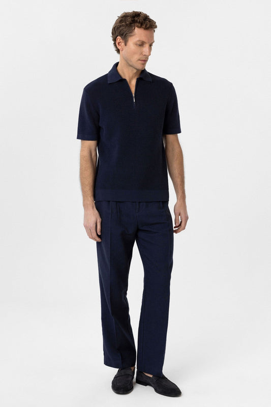 Antioch Zippered Knit Men's Polo-Neck Sweater T-Shirt