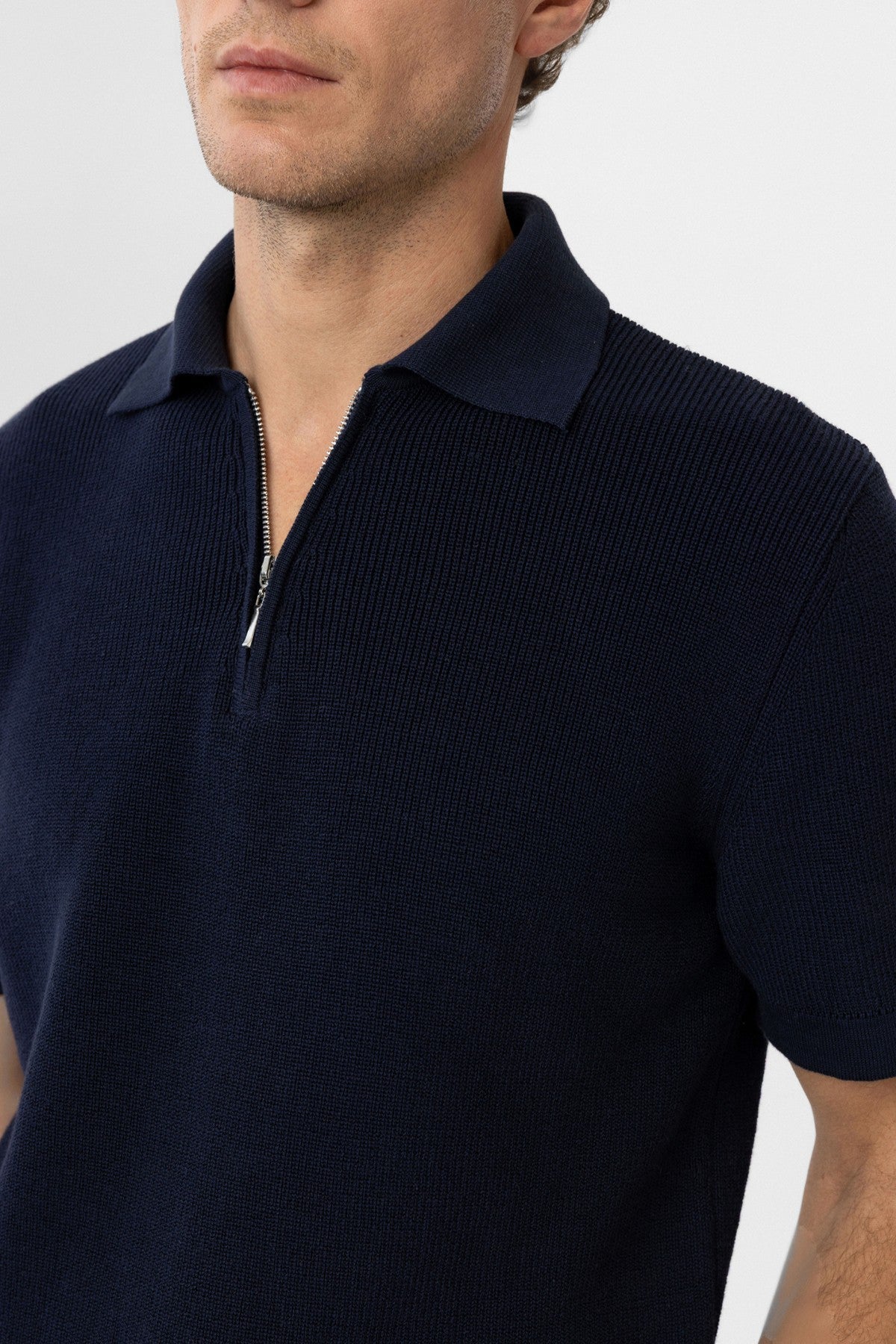 Antioch Zippered Knit Men's Polo-Neck Sweater T-Shirt