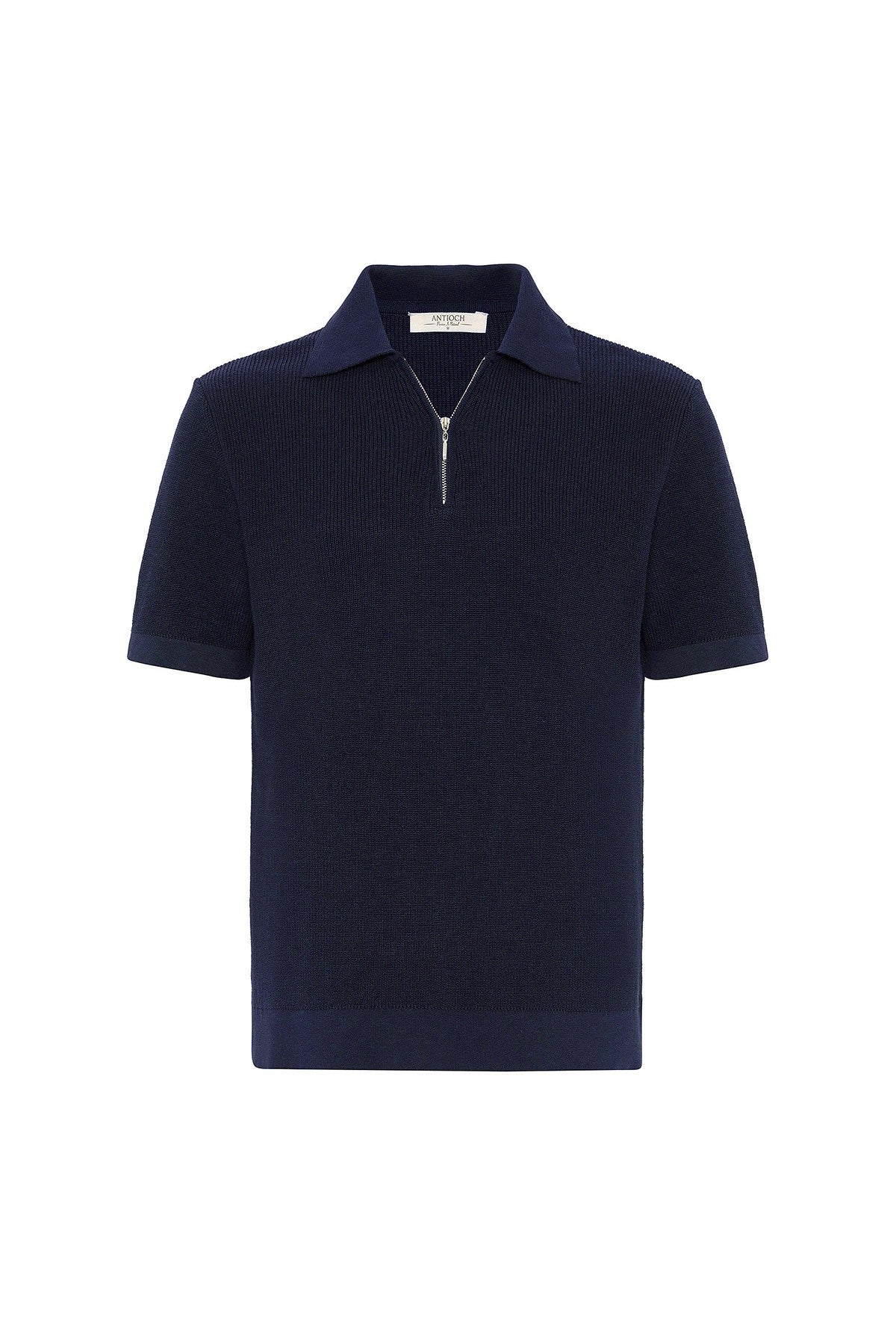 Antioch Zippered Knit Men's Polo-Neck Sweater T-Shirt