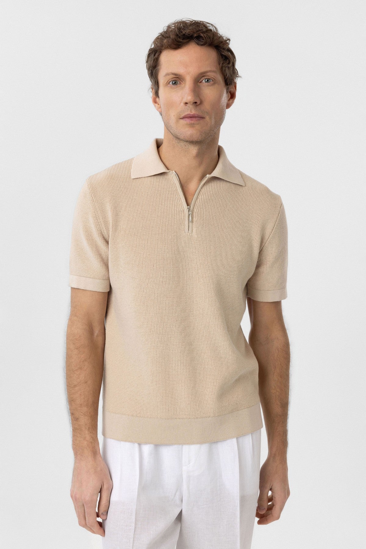 Antioch Zippered Knit Men's Polo-Neck Sweater T-Shirt