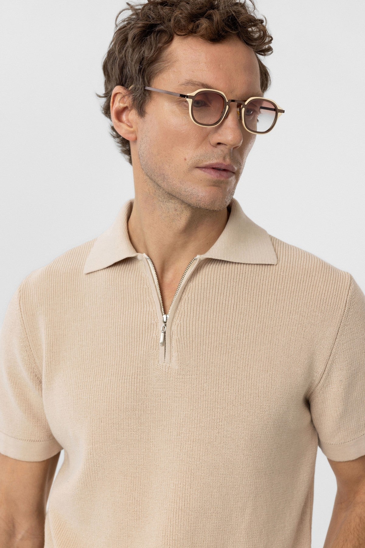 Antioch Zippered Knit Men's Polo-Neck Sweater T-Shirt