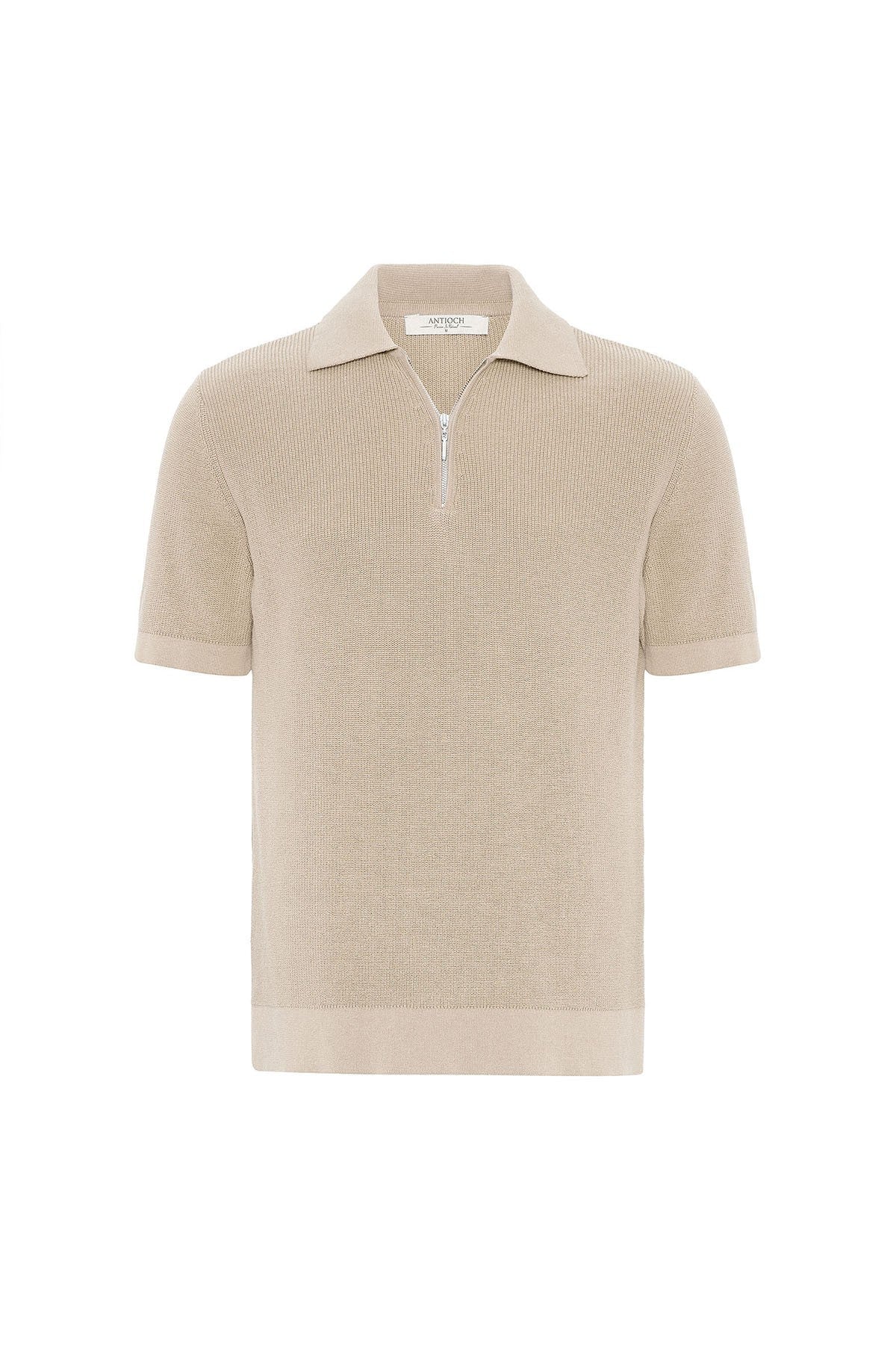 Antioch Zippered Knit Men's Polo-Neck Sweater T-Shirt
