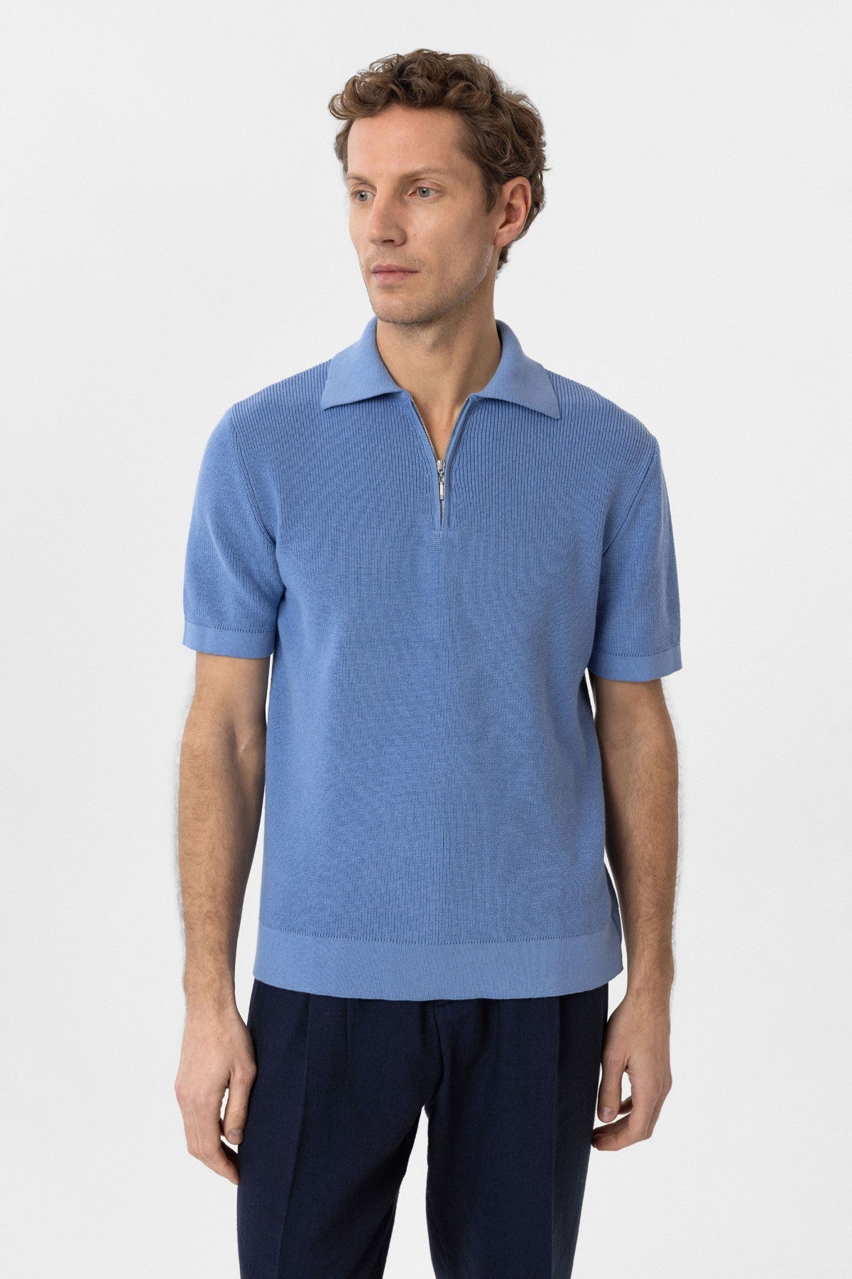 Antioch Zippered Knit Men's Polo-Neck Sweater T-Shirt