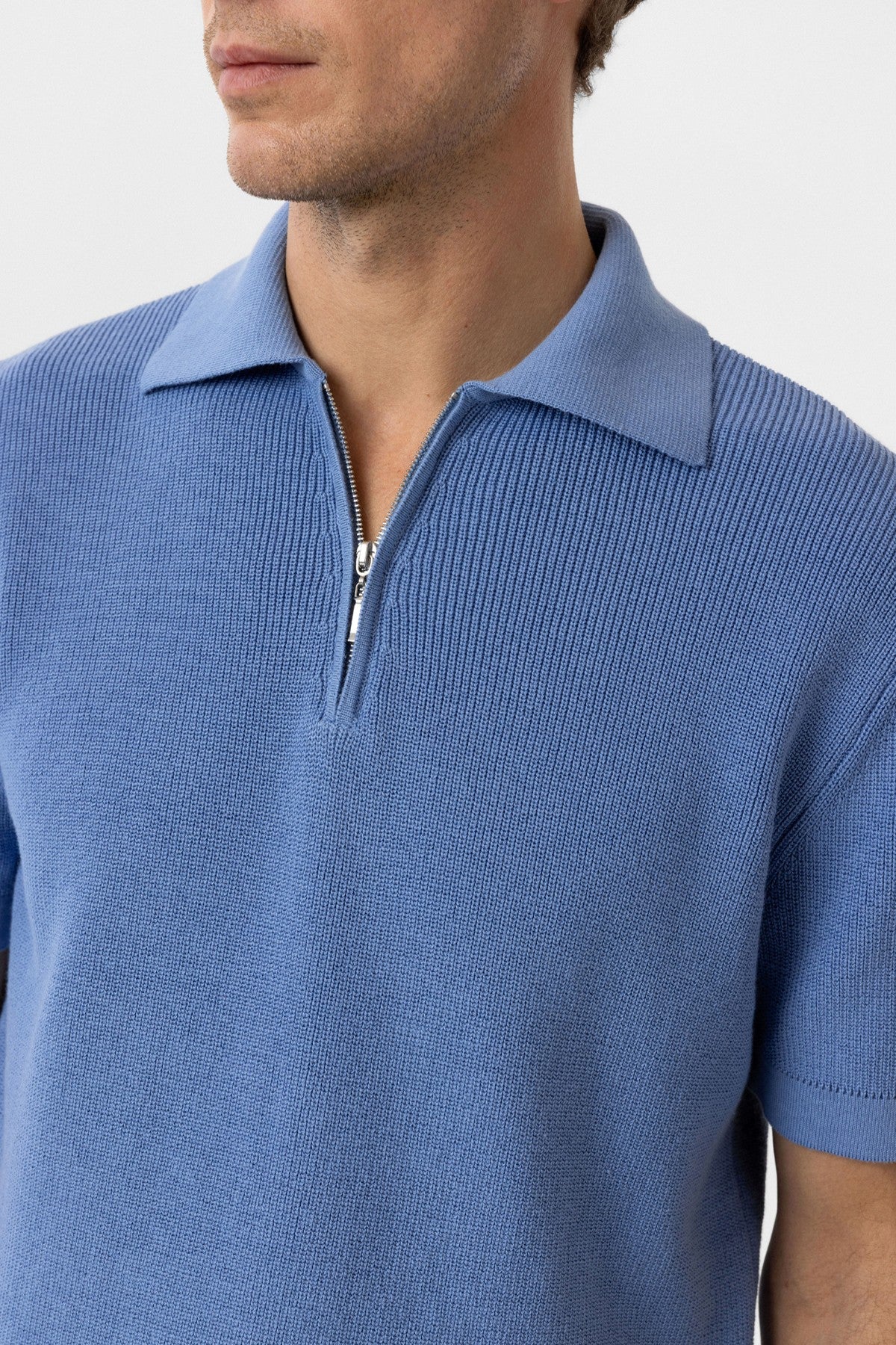 Antioch Zippered Knit Men's Polo-Neck Sweater T-Shirt