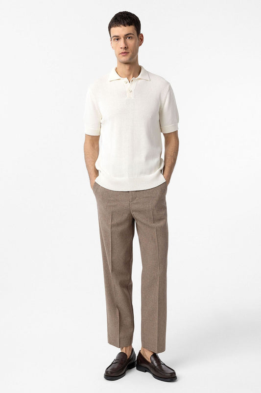 100% Cotton Polo-Neck Knit T-Shirt