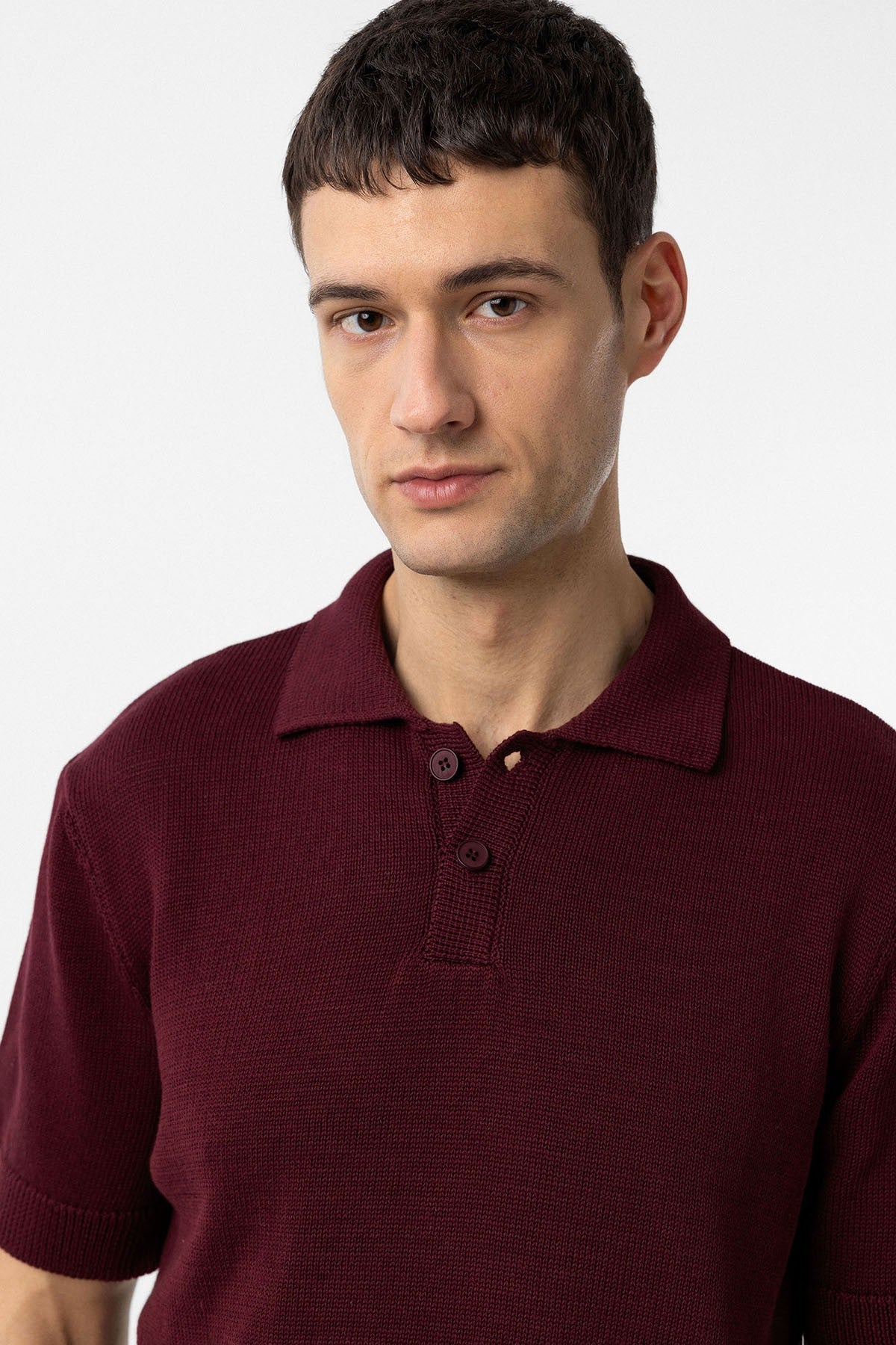 100% Cotton Polo-Neck Knit T-Shirt