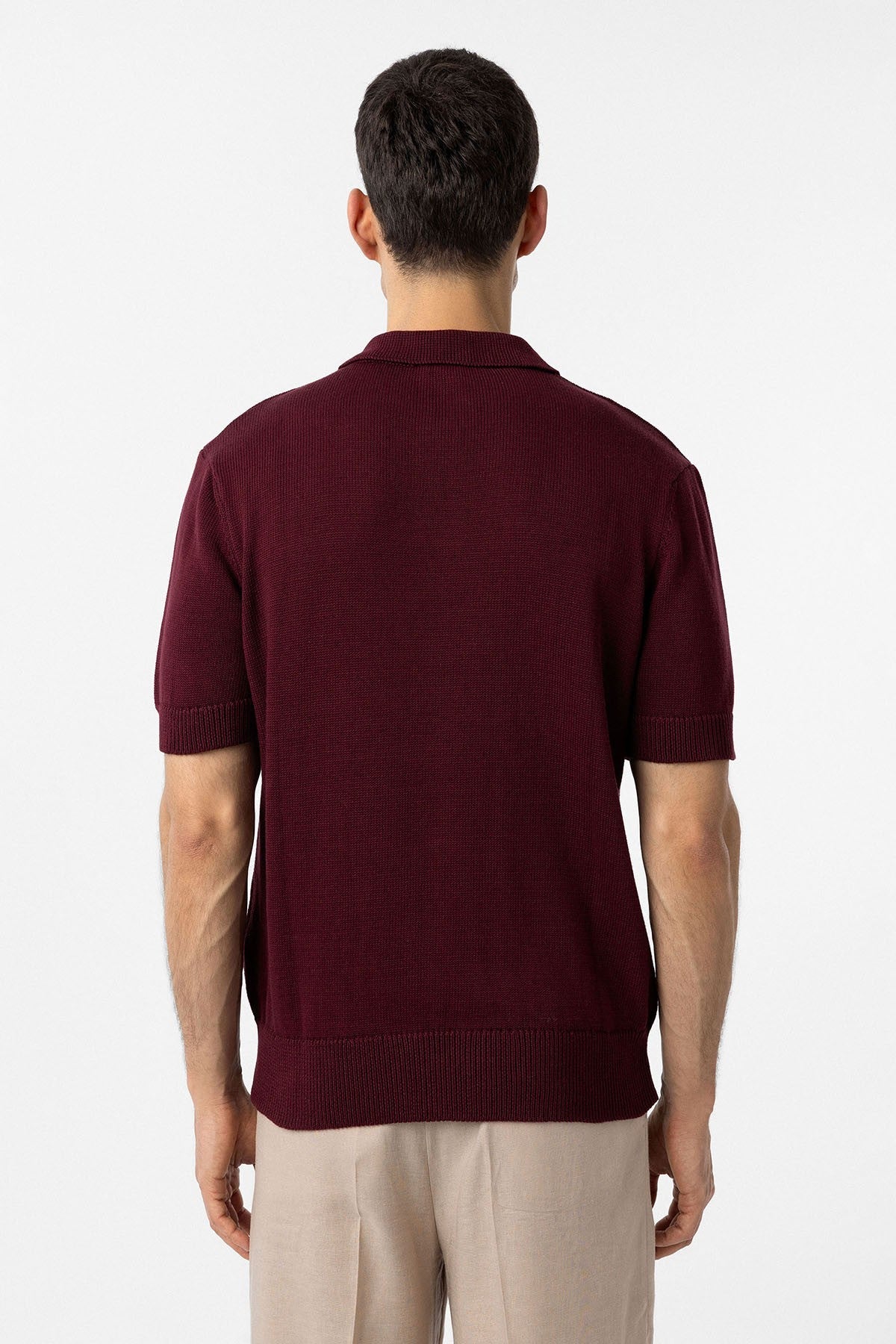 100% Cotton Polo-Neck Knit T-Shirt
