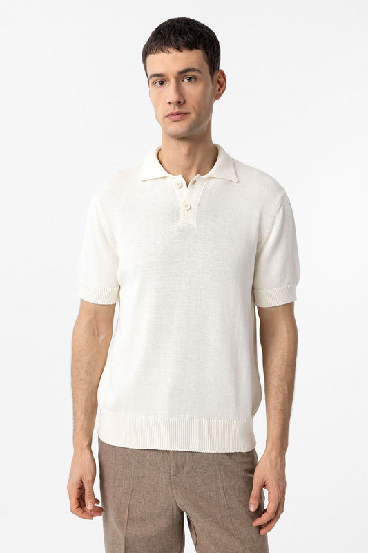 100% Cotton Polo-Neck Knit T-Shirt