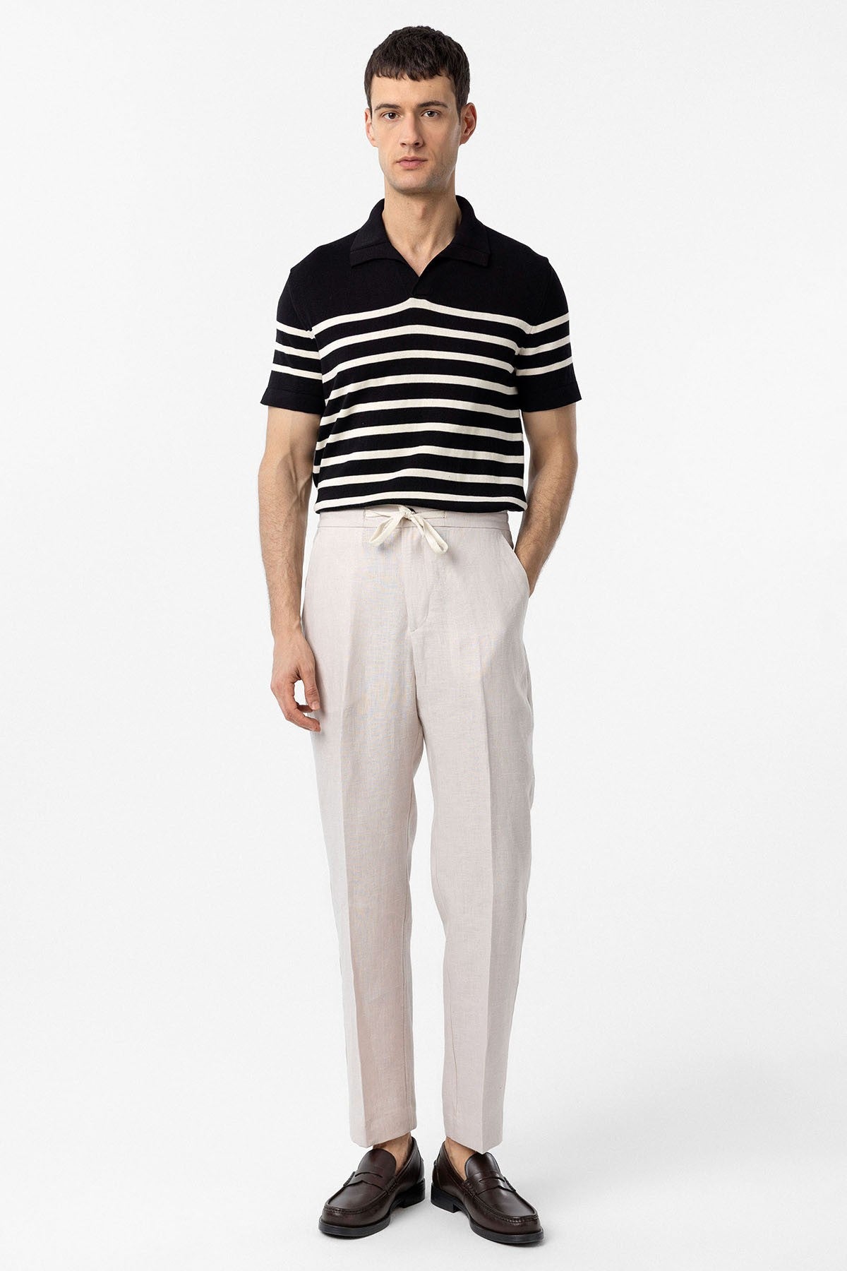 Antioch Polo-Neck Striped Men's Knit T-Shirt