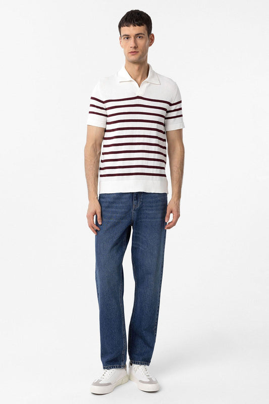 Antioch Polo-Neck Striped Men's Knit T-Shirt