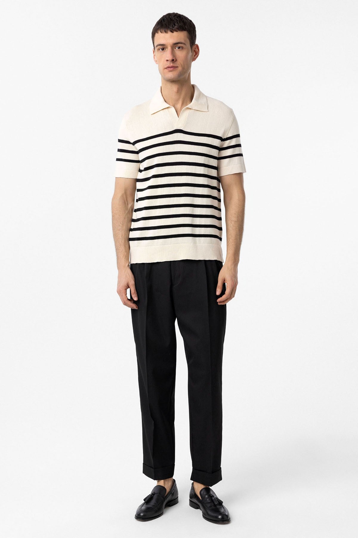 Antioch Polo-Neck Striped Men's Knit T-Shirt