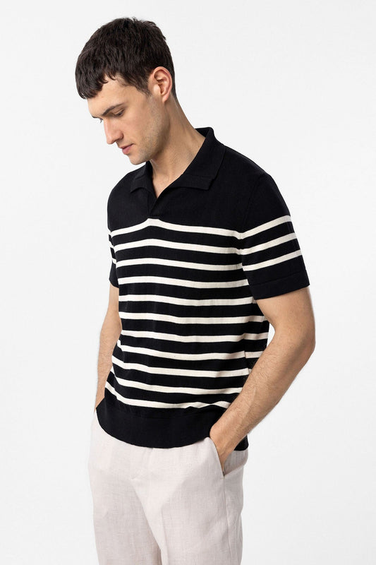 Antioch Polo-Neck Striped Men's Knit T-Shirt