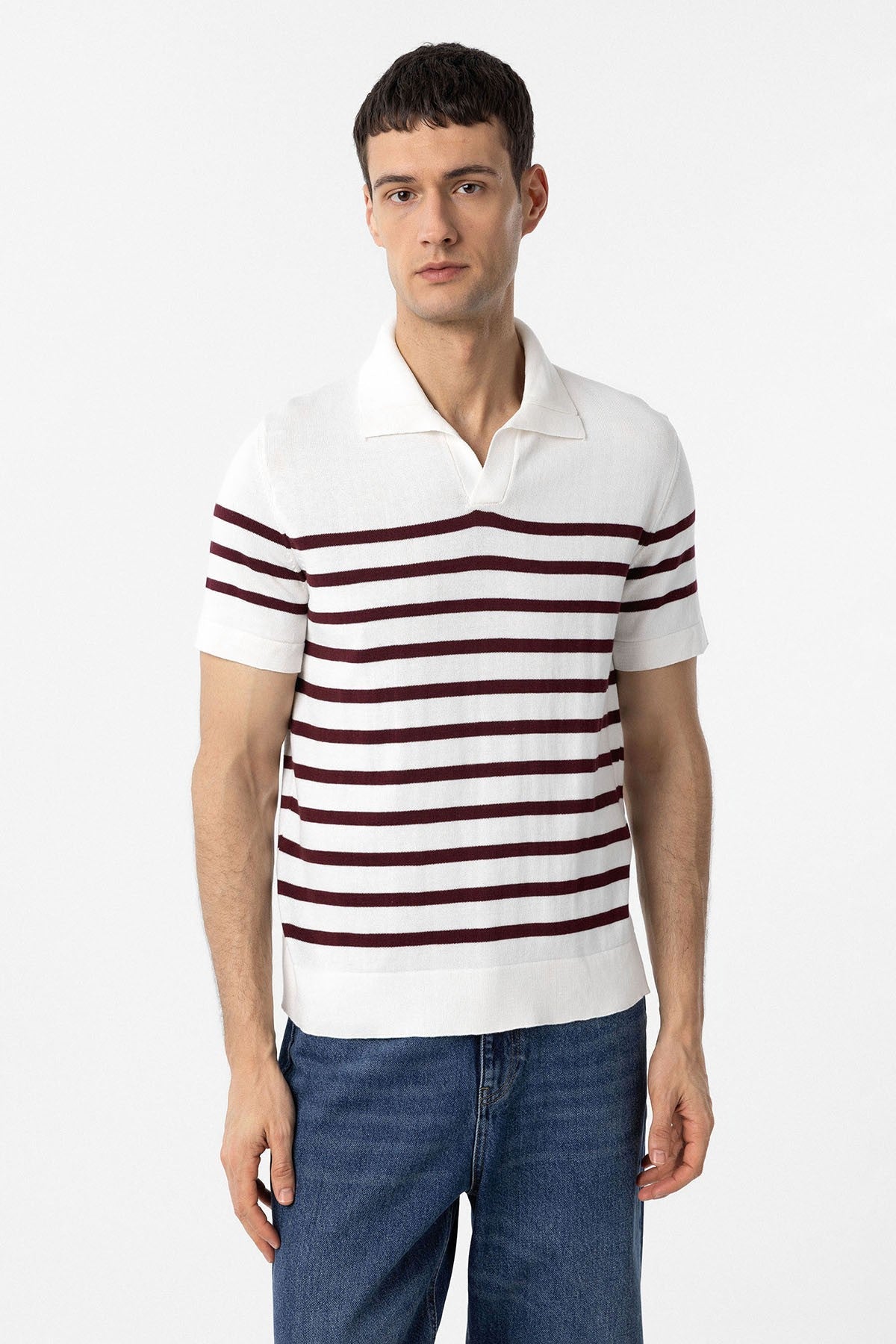 Antioch Polo-Neck Striped Men's Knit T-Shirt
