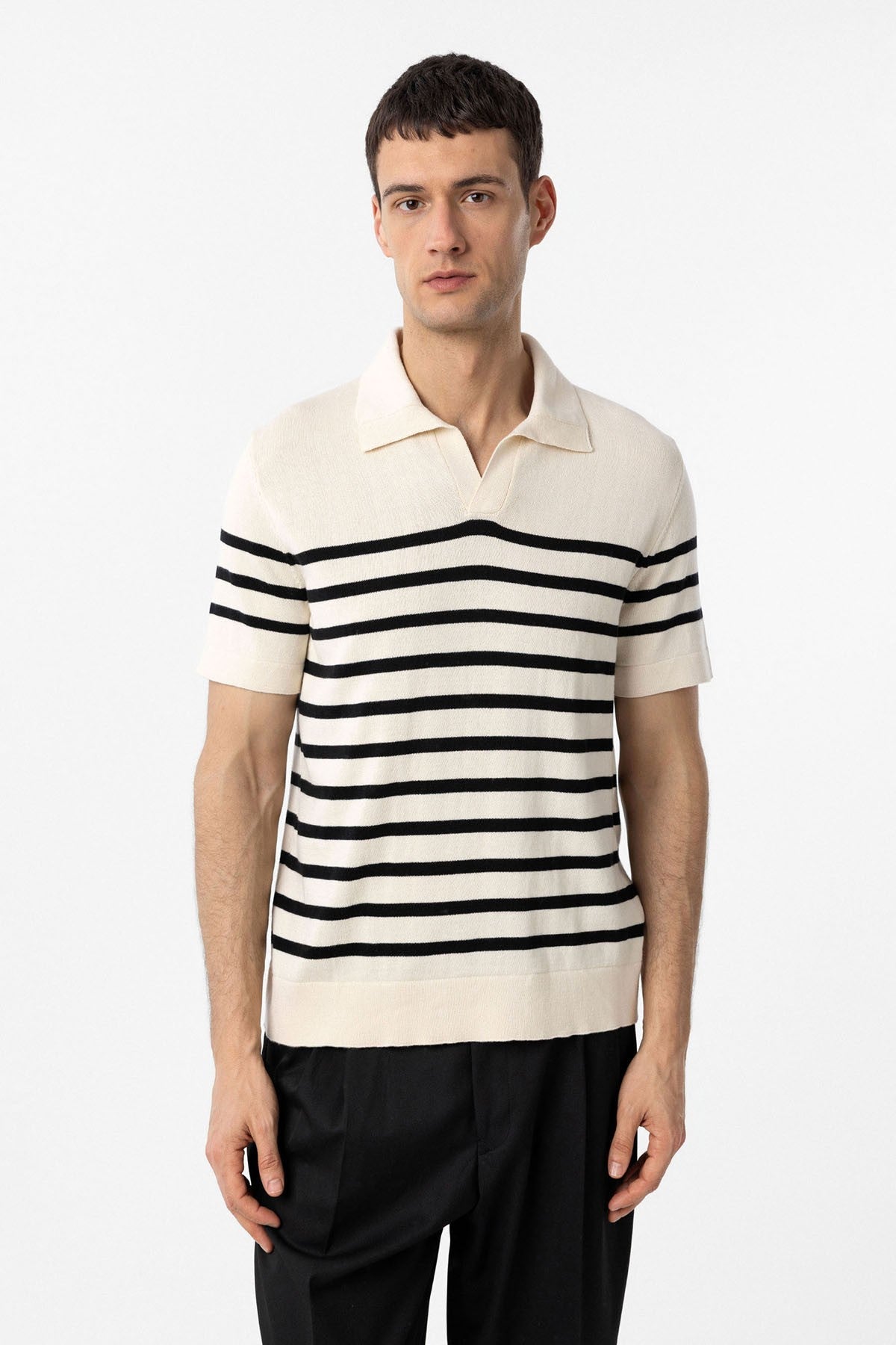 Antioch Polo-Neck Striped Men's Knit T-Shirt