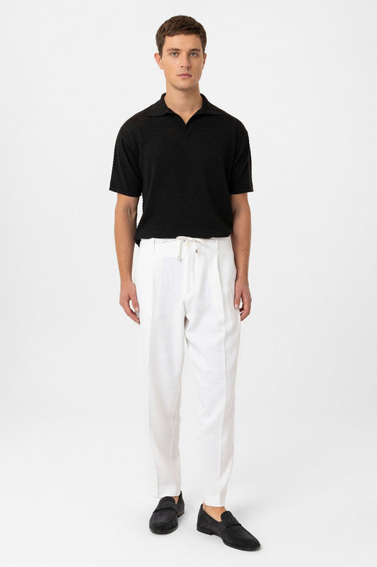 Antioch Polo-Neck Textured Men's Knit T-Shirt