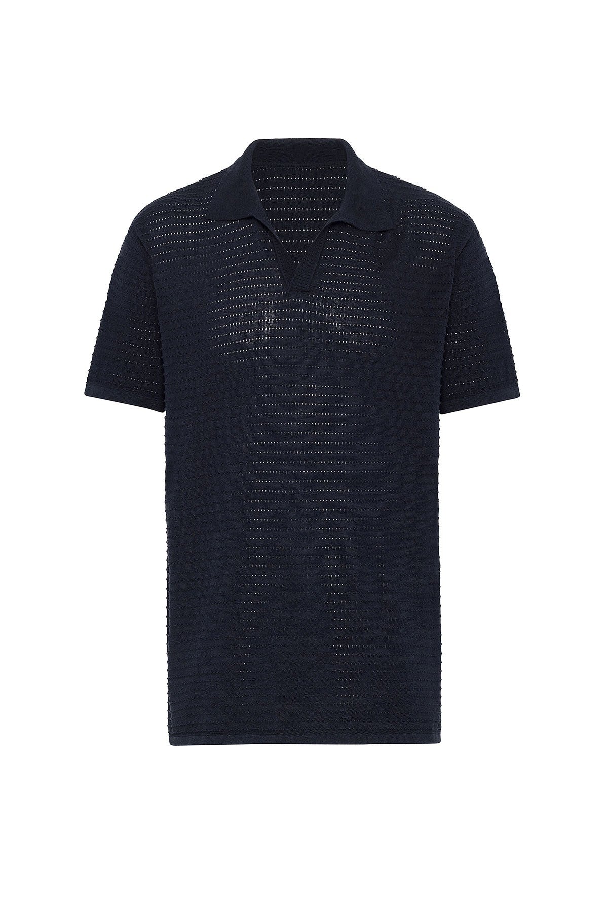Antioch Polo-Neck Textured Men's Knit T-Shirt