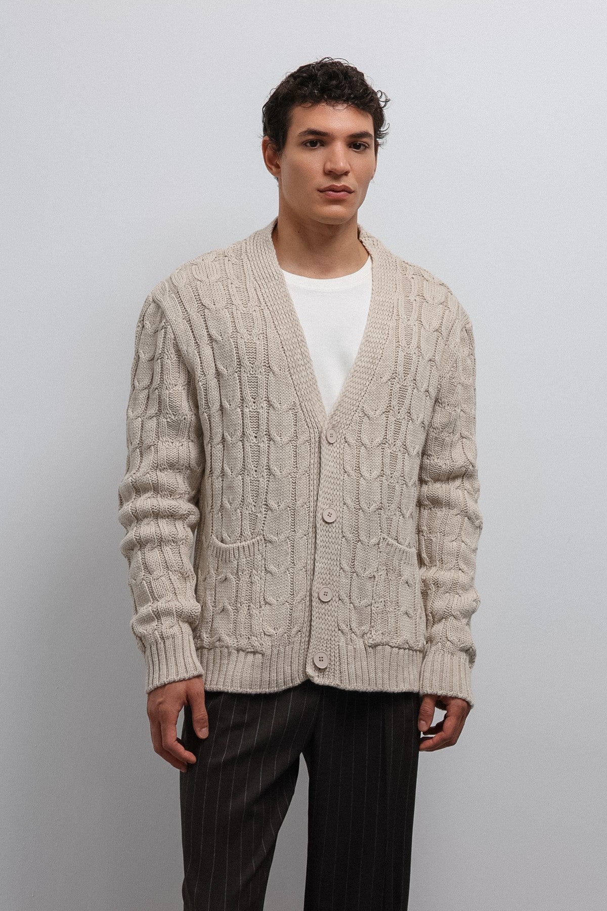 Antioch Men's Cardigan with Braided Texture