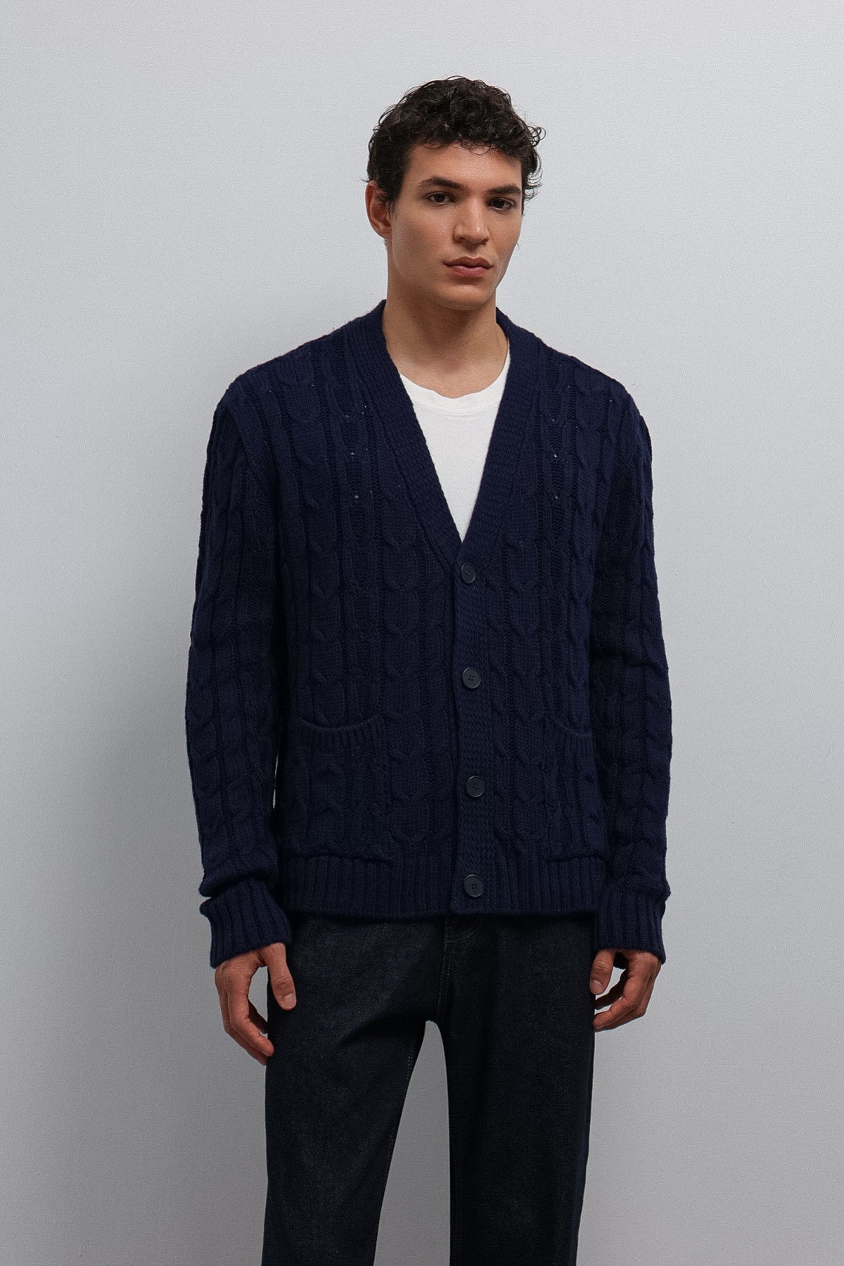 Antioch Men's Cardigan with Braided Texture